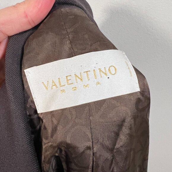 Vintage Valentino Dress Jacket Set Size 44 US 8 Brown Wool Career Business - Picture 3 of 16
